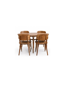 Mesa de Comedor Redonda Moderna de Madera Maciza con 4 Sillas, Diseño de Mediados de Siglo, Juego de Muebles Estables para el Comedor - Product Image 3