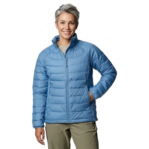 Chaqueta Acolchada Térmica Transpirable para Mujer, Color Azul Marino, Manga Larga, Cuello Camisero, Cierre de Cremallera, Ropa de Invierno - Product Image 5