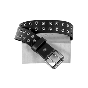Ceinture unisexe en cuir de vachette véritable à double anse, style punk décontracté, pour jean, vintage, noire, personnalisable, vente en gros - Product Image 5