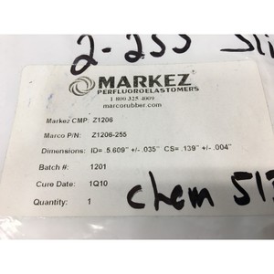 MARKEZ Z1206-255 O-RING 2-255, DIAMETRO INTERIOR=5.609" +/- .035 - Equipo y Piezas de Semiconductores de Confianza de Marca Global - Product Image 1