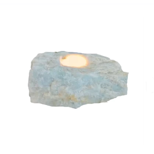 Portavelas de Piedra Natural Tallada a Mano de Cristal de Aguamarina, Gema de Ágata para Sanación, Venta al por Mayor - Product Image 1