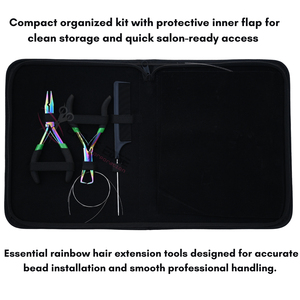 Kit d'outils professionnel pour extensions capillaires arc-en-ciel – Pince à extensions de 5 pouces, outil de pose de micro-perles, applicateur de boucles et outil de retrait - Product Image 5