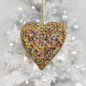 Wholesale Beaded Heart Gold Tone Hanging Decoration Handmade Holiday Gift Christmas <b>Tree</b> <b>Ornament</b> - Product Image 6