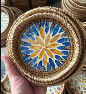 Charming mop rattan coaster cup placemat Vietnam handmade for <b>bar</b> counter protection and elegant drink service in clubs - Product Image 2