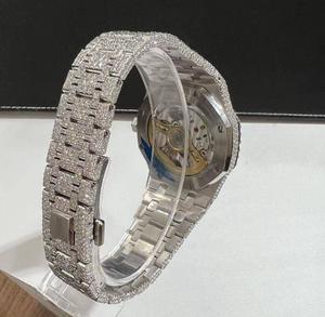 Montre de luxe unisexe en alliage avec diamants Moissanite VVS blancs, entièrement pavée, style hip-hop, mouvement mécanique, étanche 10 bars - Product Image 5