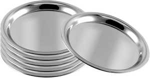 Ensemble d'assiettes rondes en acier inoxydable de qualité alimentaire, réutilisables et durables, pour la maison, les restaurants et les hôtels - Product Image 4