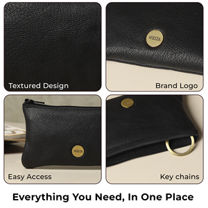 WRIZA Handcrafted PU Leather Short Key <b>Pouch</b> Zipper Key Case for <b>Men</b> Women Durable Organizer Compact Key Holder - Product Image 4