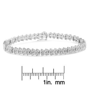 Bracciale Tennis in Argento Sterling .925 con 2 Pietre Chevron da 1.0 Carati (Colore I-J, Purezza I3) - Bracciali a Catena alla Moda da 7 Pollici - Product Image 6