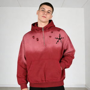 Sweat à capuche zippé 100 % coton pour homme, style décontracté oversize, épaules tombantes, streetwear vintage en molleton - Product Image 1