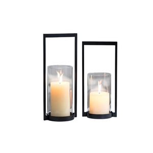 Candelabro Moderno de Metal Negro con Cilindros de Vidrio, Centro de Mesa de 8 Niveles para Velas de Pilar, Decoración para Bodas y Hogar - Product Image 4