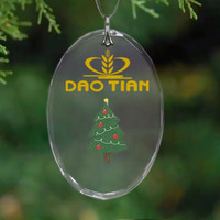 Großhandel 80mm Transparenter K9 Kristall Ovaler Anhänger - Blanko Ringform Weihnachtsbaum-Hängedekoration für DIY-Basteln, Lasergravur