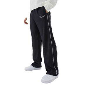 Pantalones de chándal jogger holgados de lana pesada con ribete en contraste, bordado, 100% algodón, OEM, para hombre, con logotipo personalizado al por mayor - Product Image 1