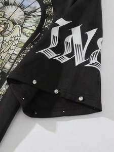 เสื้อยืดผู้ชายผ้าฝ้ายเฟรนช์เทอร์รี่คุณภาพสูง 100% หนัก 300gsm พิมพ์ลายดิจิตอลตามสั่ง ทรงโอเวอร์ไซส์ ไหล่ตก ประดับด้วยคริสตัล DTG - Product Image 3