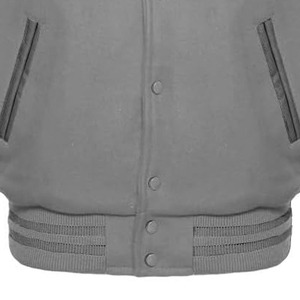 Veste varsity grise pour homme avec logo M brodé blanc, style preppy, coupe classique, simple boutonnage, manches en cuir - Product Image 6