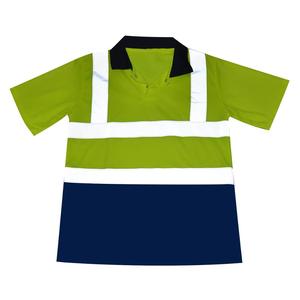 High Visibility Reflective Safety Polo Shirt <b>Men</b> Workwear Breathable Quick Dry Hi Vis Contrast Color Industrial <b>Work</b> Uniforms - Product Image 3
