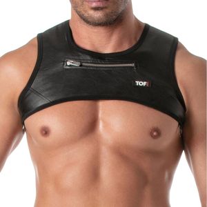 Harnais de poitrine en néoprène élastique noir pour homme, harnais de poitrine sexy avec poche - Product Image 2