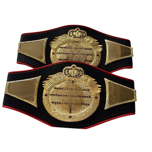 เข็มขัดแชมป์คู่แบบกำหนดเองพร้อมมงกุฎทองคำและตราสัญลักษณ์ปีกนก เข็มขัดแชมป์มวยปล้ำ รุ่นสะสมคุณภาพสูง - Product Image 5