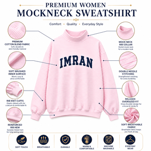 เสื้อสเวตเชิ้ตคอเต่าลายทางสำหรับผู้หญิง ทรงโอเวอร์ไซส์ รับผลิตแบบ OEM ODM แบรนด์ส่วนตัว - Product Image 4