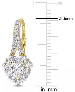 Orecchini a cerchio con Leverback cuore in zaffiro bianco coltivati in laboratorio (2-2/5 ct. T. w.) in argento Sterling giallo-placcato | Macy's - Product Image 3