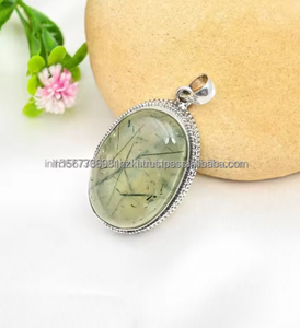 Colgante de piedras preciosas de Prehnita, colgante de joyería, joyería chapada en plata 925, colgante de regalo de compromiso para madre, joyería de plata para todos los días - Product Image 5