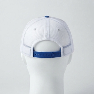 Gorra Trucker Blanca y Azul para Mujer, Malla Trasera, Cierre a Presión, Gorra de Béisbol, Logotipo Bordado Personalizado, Ajustable - Product Image 3
