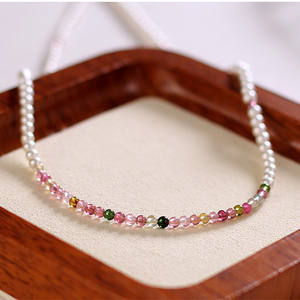Shijia <b>14K</b> <b>Gold</b> Tourmaline Bead Necklace Luxury Niche Design with Light Collarbone <b>Chain</b> High-End for Sweaters - Product Image 2