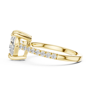 Anillo de Compromiso de Oro Amarillo con Diamante Cultivado en Laboratorio con Corte Corazón, Anillo de Boda con Banda Pavé para Mujer, Joyería Fina Romántica - Product Image 1