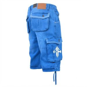 Pantalones Cortos de Mezclilla para Hombre, de Alta Calidad, con Estampado de Serigrafía, Estilo Jeans, de Pierna Ancha, Material Spandex/Poliéster - Product Image 6