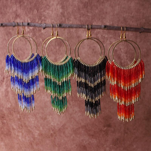 ต่างหูจี้ลูกปัดแก้วทำมือสำหรับผู้หญิง ต่างหูห้อยประดับลูกปัดแก้วโดย MD HANDICRAFTS - Product Image 6