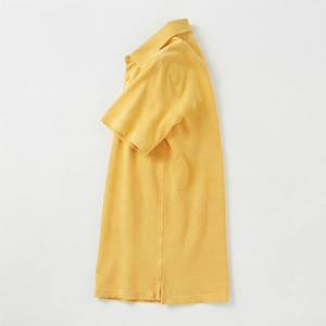 Polo en coton Oxford uni pour homme, manches courtes, coupe classique, décontracté, anti-plis, avec boutons, jaune 2026 - Product Image 5