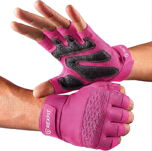 Rexfit Half Finger Gym Gloves Yellow Mesh Breathable Non Slip <b>Adjustable</b> Wrist <b>Strap</b> Unisex Fitness Training Gloves For Sale - Product Image 3