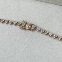 Collier Tennis Cubain en Moissanite Premium, Chaîne à Maillons, Unisexe, Or Rose, Pendentif Triangle, Bijou Cadeau de Mariage