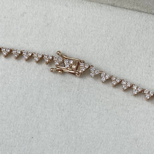 Collar de cadena cubana de moissanita premium unisex con estaciones triangulares en oro rosa, gargantilla, regalo de boda, joyería - Product Image 4