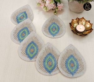 Handmade <b>Beaded</b> Tea <b>Coaster</b> Set with Elegant Checkered Design Ideal for Table Decor Gifting Daily Use and Home Styling - Product Image 4