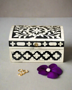Handcrafted Bone Inlay Wooden Jewelry <b>Box</b> Decorative Storage Case for Rings Earrings and <b>Vanity</b> Accessories - Product Image 1