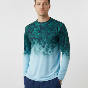 Chemise de sport à manches longues pour homme, entièrement sublimée, col rond, pour la pêche - Product Image 1