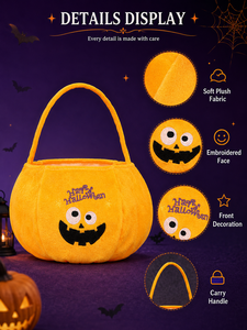 Bolsas de Peluche para Dulces de Halloween al por Mayor, Diseño de Bruja, Vampiro y Gato, Reutilizables, Cestas para Niños, Decoración para Fiestas - Product Image 5