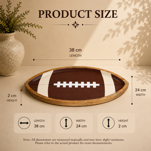Plateau de service en bois artisanal en forme de ballon de football, idéal pour les événements, les célébrations et les réceptions, ou comme organisateur. - Product Image 2