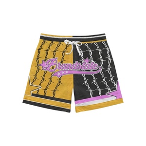 Shorts de basketball unisexe personnalisés, motif drapeau USA 3D rétro, maille unie, style urbain, rouge-Blanc Royal, brodés, taille élastique, respirants, US - Product Image 2