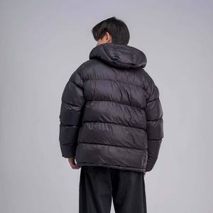 Classic Comfortable Men's Puffer Jacket Plus Size Black Short <b>Vinyl</b> Hooded Winter Warm Bubble Jacket - Product Image 3