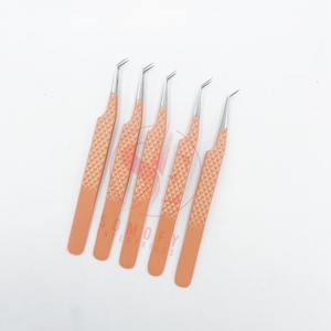 Pinzas de extensión de pestañas mate desnudas profesionales personalizadas aplicador de punta de fibra de acero inoxidable de etiqueta privada de gama alta sostenible - Product Image 4