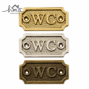 Vintage Brass WC <b>Door</b> Sign <b>Plate</b> Antique Finish Bathroom Restroom Name Plaque Decorative Wall Mount Sign for Home Hotel Office U - Product Image 5