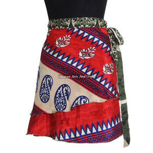 Comprar Minifaldas de Sari de Seda Antigua Multicapa, Minifalda Sexy Vintage de Sari de Seda, Fotos de Mujeres Maduras, Transpirable, Casual - Product Image 4