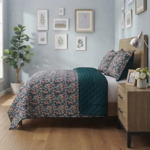 Ensemble de couvre-lit Forest Ditsy 3 pièces, imprimé géométrique uni, mélange de coton T-150, literie pour toutes les saisons, usage domestique, style durable - Product Image 2
