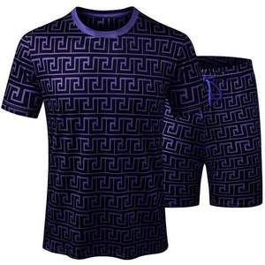 Custom <b>Men's</b> Summer Lounge <b>Sets</b> Breathable <b>Short</b> Sleeve T-<b>Shirts</b> <b>and</b> <b>Shorts</b> with Printed Pattern Matching Loungewear - Product Image 4