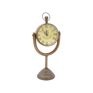 Horloge de table rustique en métal personnalisée, style vintage, chiffres romains, sur piédestal, horloge de bureau antique, pièce maîtresse pour salon - Product Image 2