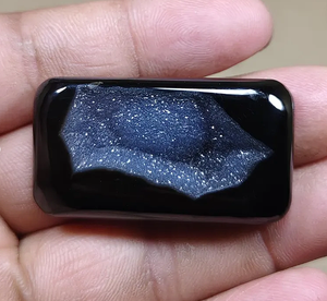 Alba Gems - Gemas Sueltas de Cuarzo Druzy Negro Natural de Alta Calidad, Forma Rectangular, Tamaño Libre para Joyería - Product Image 1