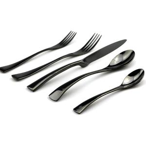 High Quality Black Flatware <b>Sets</b> <b>Reusable</b> Food Contact Safe Latest Design Metal <b>Cutleries</b> & Black Silverware For Event Party Use - Product Image 2