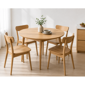 ARTERRA Luxury Eco Friendly Teak Wood <b>Round</b> <b>Dining</b> <b>Set</b> Modern Kitchen <b>Table</b> with Chairs <b>for</b> Hotel Project - Product Image 5