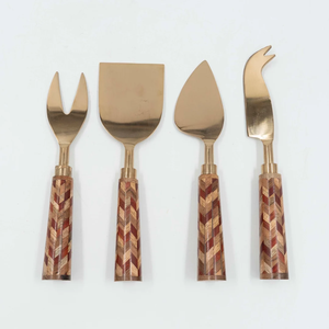 4 <b>Cheese</b> <b>Knives</b> <b>Set</b> <b>Cheese</b> Cutlery Steel Stainless <b>Cheese</b> <b>Knives</b> <b>Set</b> Stainless With Wood Handle - Product Image 1